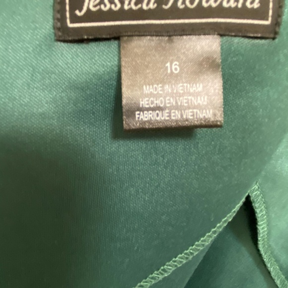 Jessica Howard Bell-Sleeve Glitter Lace Dress Size 16 Green - Picture 6 of 14